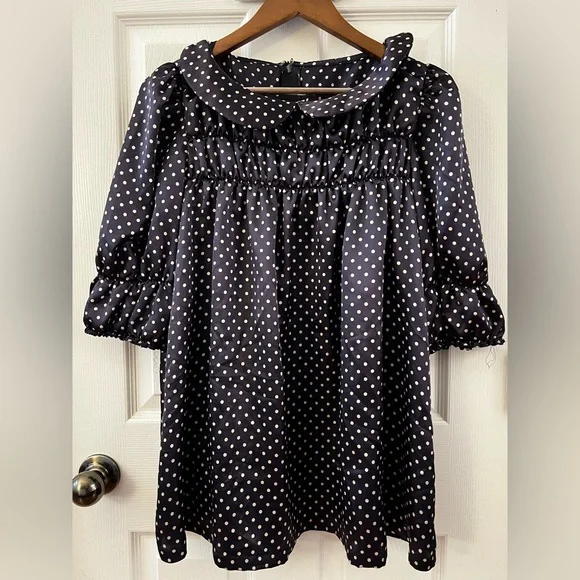 Comme des Garçons Girl Women’s  Navy and White Polka Dot Blouse Size Medium - Picture 2 of 5